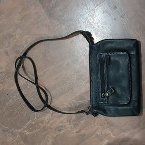 Fossil Black Genuine Leather Crossbody Purse